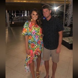 WORN ONCE. Show Me Your Mumu Stand Out One Shoulder Midi Dress in Mimosa Blooms